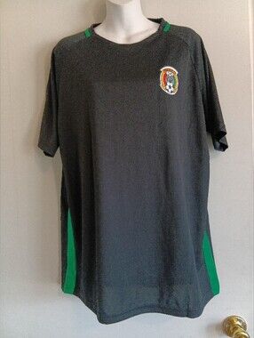 Mexico Original Deluxe Dark Black and Green Soccer Jersey with Crest